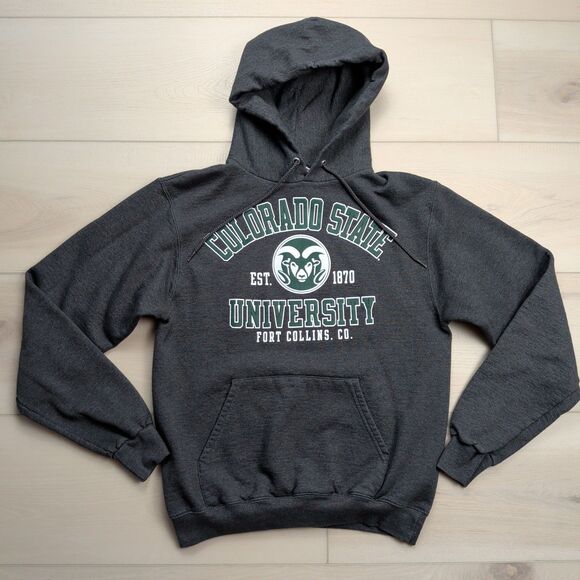 Champion CSU Colorado State Rams Hoodie Mens Small Gray Pullover Sweatshirt - Picture 1 of 9